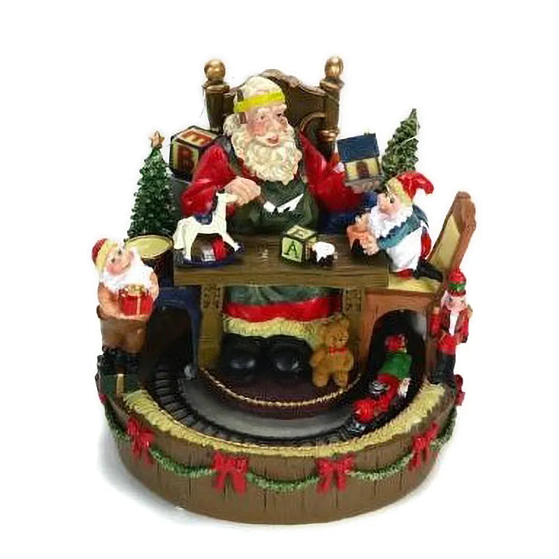 Carillon Babbo Natale con Nani decorativo natalizio musicale con movimento rotante per addobbi festivi - DeMatteis.it