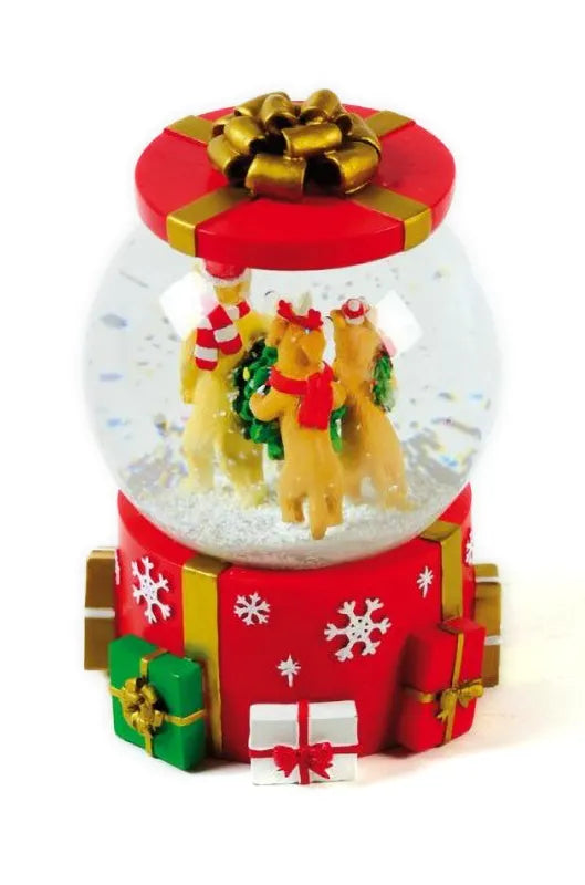 Carillon Sfera Neve Con Cani Natalizi oggetto decorativo musicale a tema natalizio con globo di vetro - DeMatteis.it