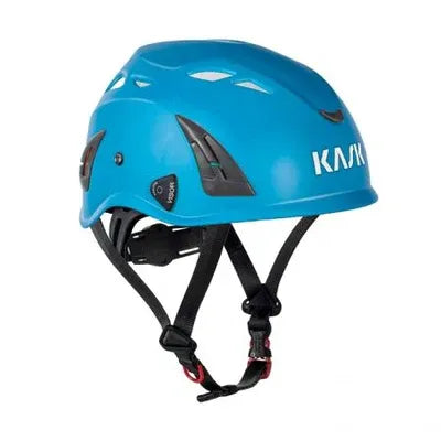 Casco Kask Plasma Aq azzurro con certificazione EN 397, sistema di ventilazione integrato e regolazione micrometrica professionale. | Dematteis.it
