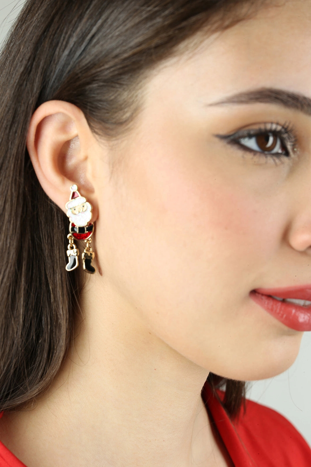 Orecchini Natalizi Doppi Babbo Natale con pendenti decorativi per accessori natalizi - DeMatteis.it