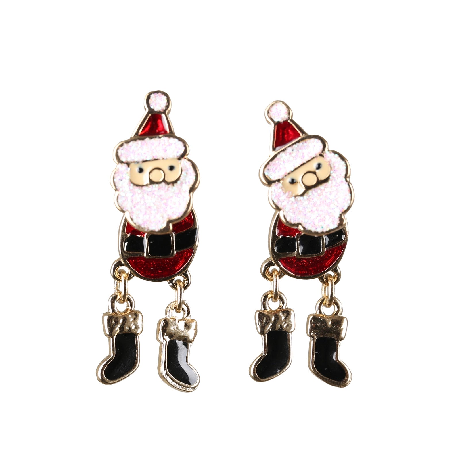Orecchini Natalizi Doppi Babbo Natale accessorio bigiotteria per feste natalizie con pendenti calza - DeMatteis.it