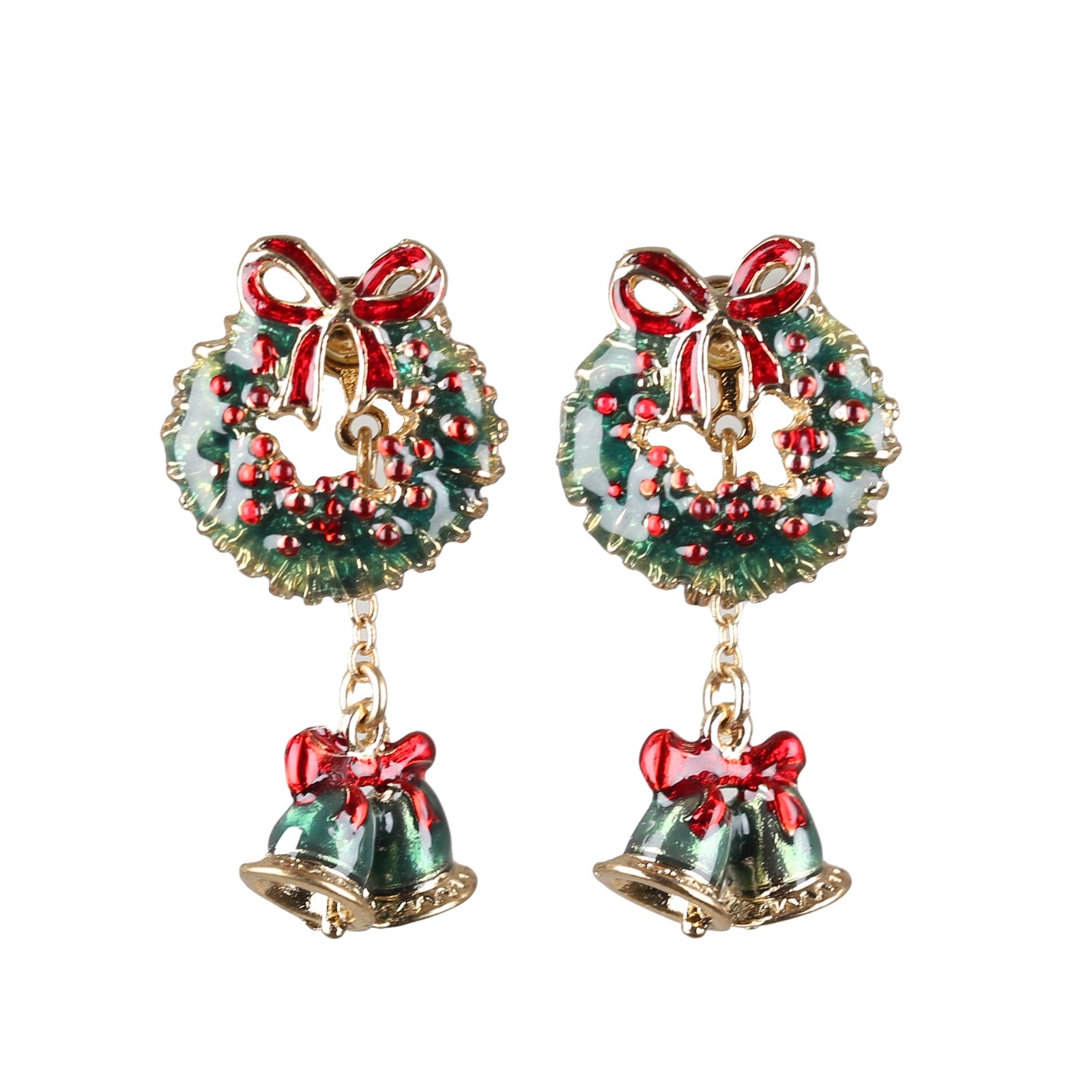 Orecchini Natalizi Doppi Ghirlanda accessorio festivo con ghirlande e campanelle pendenti - DeMatteis.it