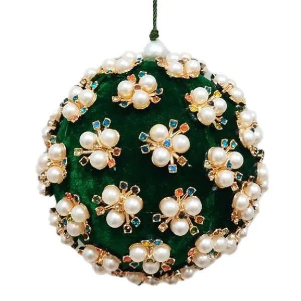 Palle D 10 Cm Verde Fiori Perle