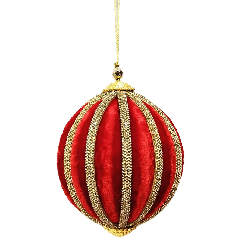 Palla natalizia decorativa da 10 cm in velluto e pizzo per addobbi natalizi - DeMatteis.it