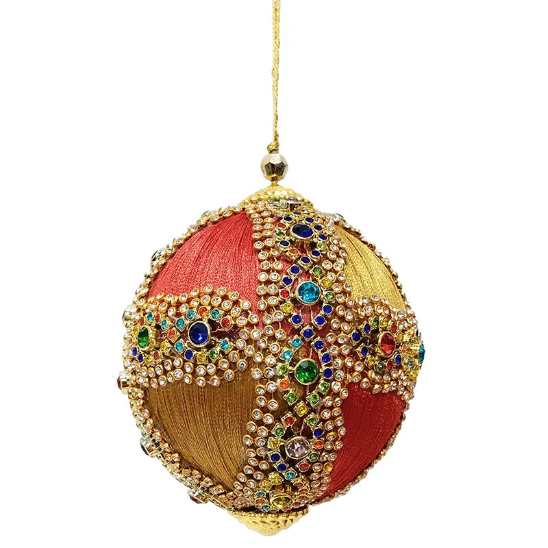 Palla D 10 Cm Velluto Decoro Nastro Perle
