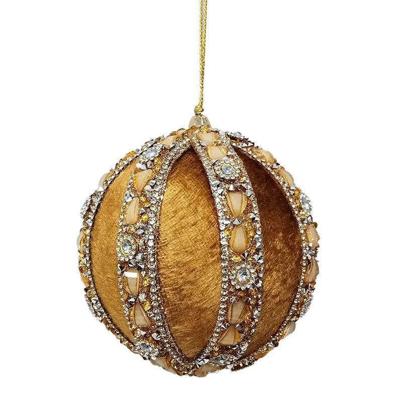 Palla D 10 Cm Velluto Oro Nastro E Gemme
