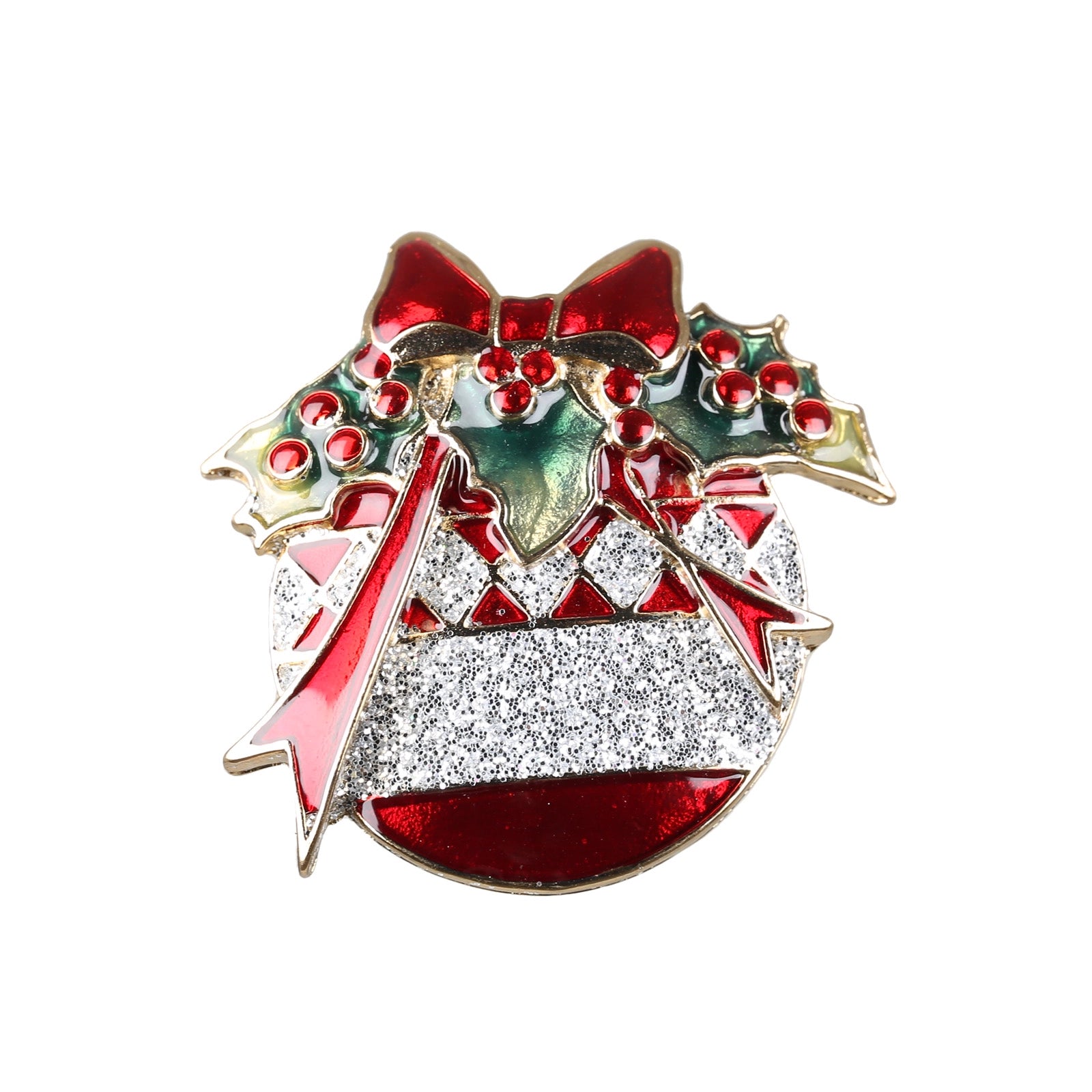 Spilla Natalizia Palla Di Natale decorativa per abbigliamento con fiocco e strass - DeMatteis.it