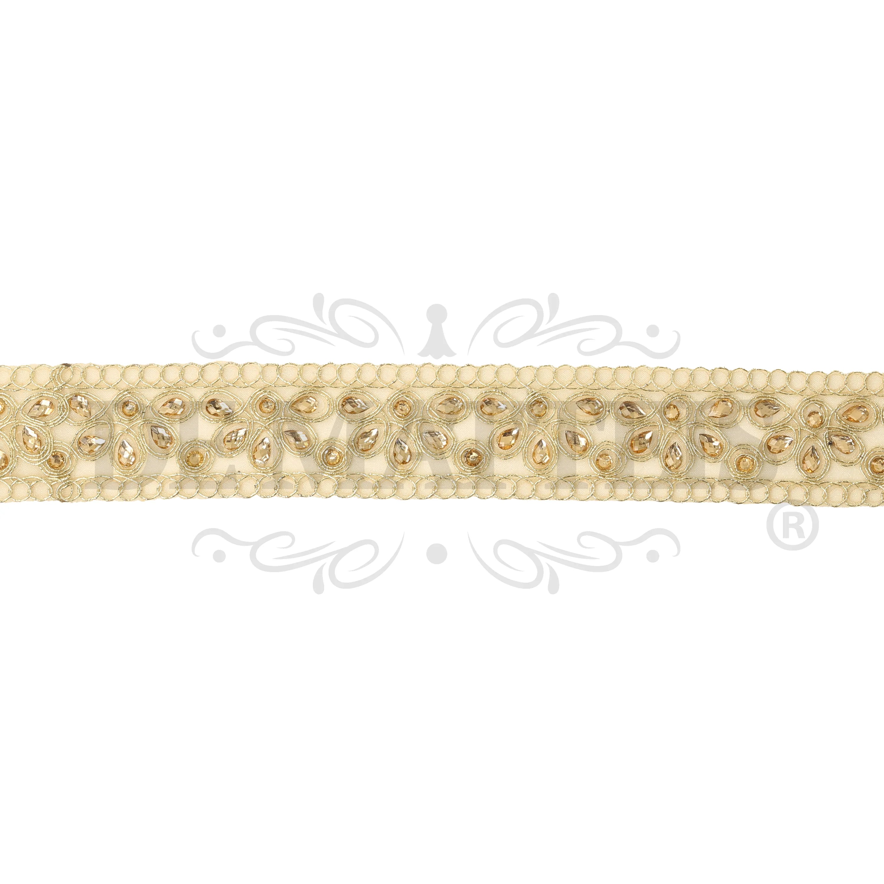 Nastro Velluto Decoro Gemme Oro 5 Metri