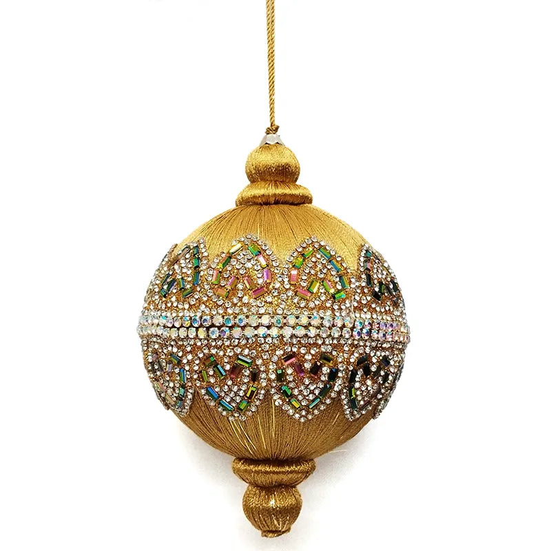 Palla 15 Cm Vellutto Oro Decoro Pizzo E Pietre