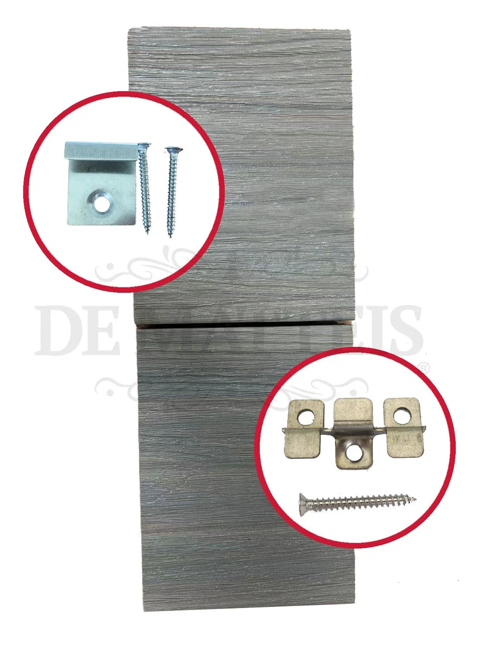 De Matteis, Listone Wpc Chiaro 13,8x220 cm spessore 2,3 cm con texture effetto legno grigio e kit di fissaggio con clips metalliche e viti incluse - DeMatteis.it