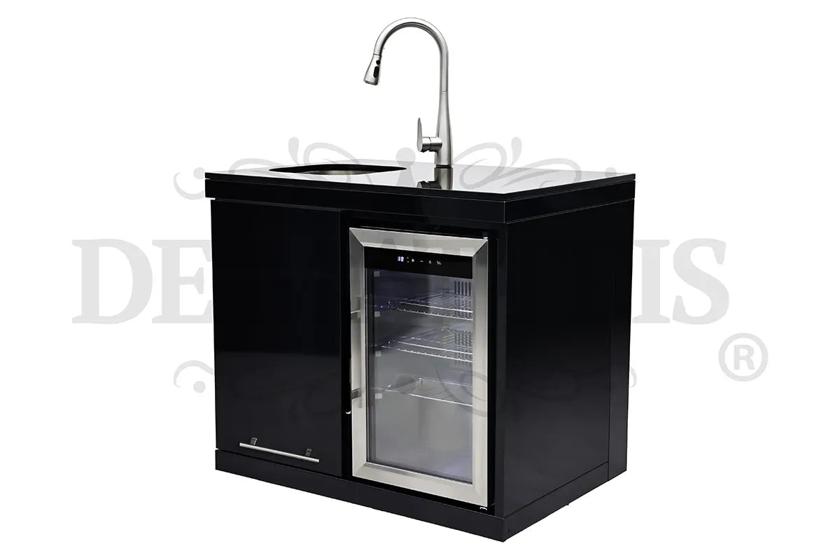 De Matteis, Modulo Frigo E Lavello Per Barbecue Serie Pro in acciaio inox nero con frigo a vista, rubinetto estraibile e piano cottura integrato - DeMatteis.it