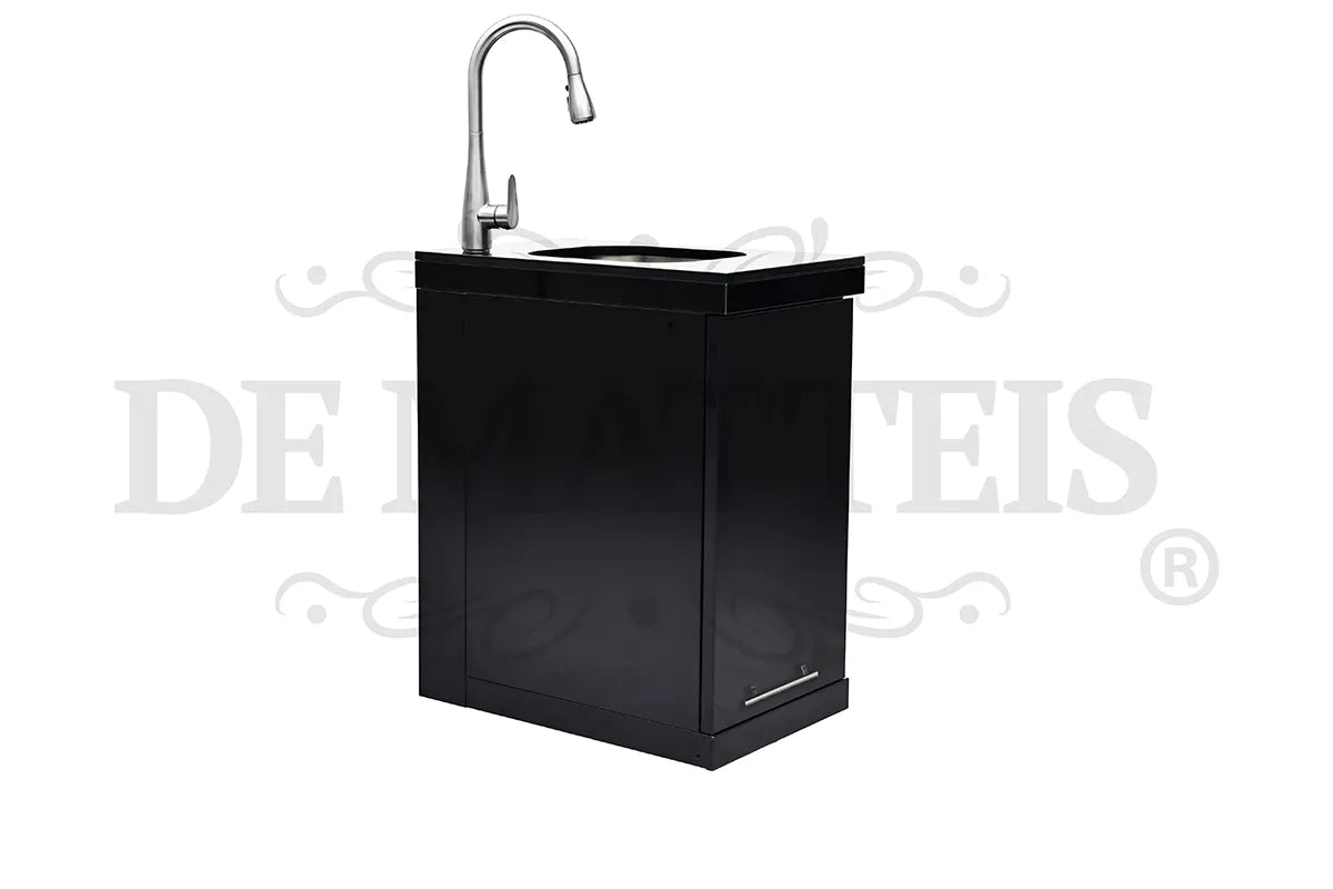 De Matteis, Modulo Lavello Per Barbecue Serie Pro con mobile nero opaco, lavello integrato e rubinetto cromato per cucine da esterno - DeMatteis.it