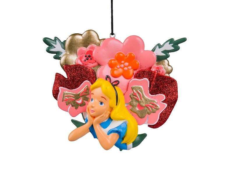 Pendente Alice decorativo con personaggio e fiori per ornamento natalizio - DeMatteis.it