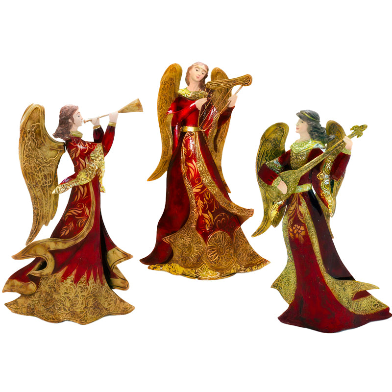 Angelo musicista con arpa figurina decorativa per presepe o collezione - DeMatteis.it