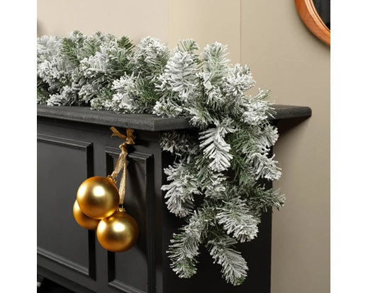 Festone Natalizio Imperial 270 cm decorazione natalizia innevata in PVC per addobbi festivi - DeMatteis.it