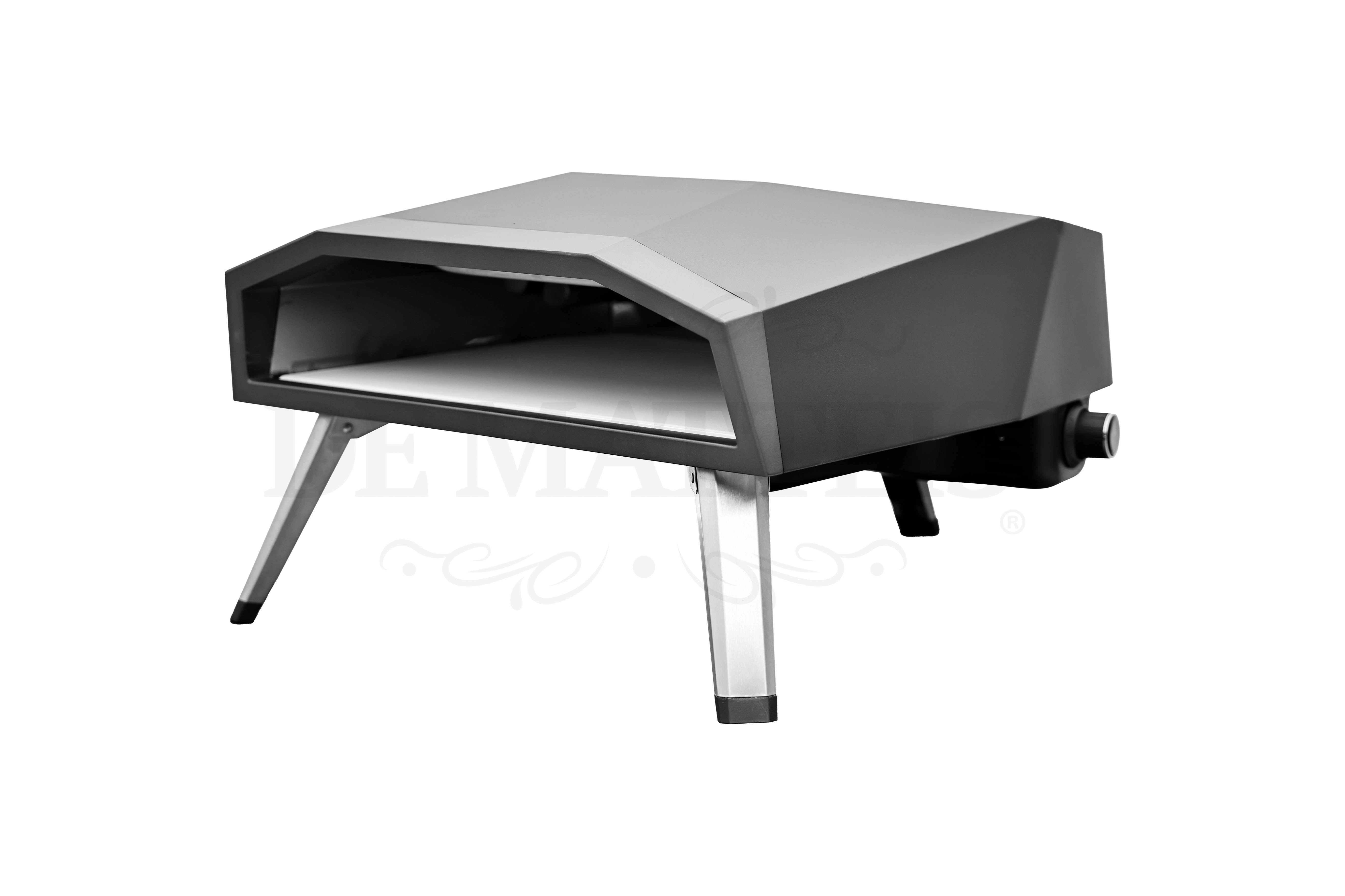 Vista laterale del Forno per pizza a gas Pro 16 con ampia camera di cottura, pietra refrattaria di qualità e robusta struttura in acciaio inox, ideale per la preparazione di pizza artigianale | Dematteis.it