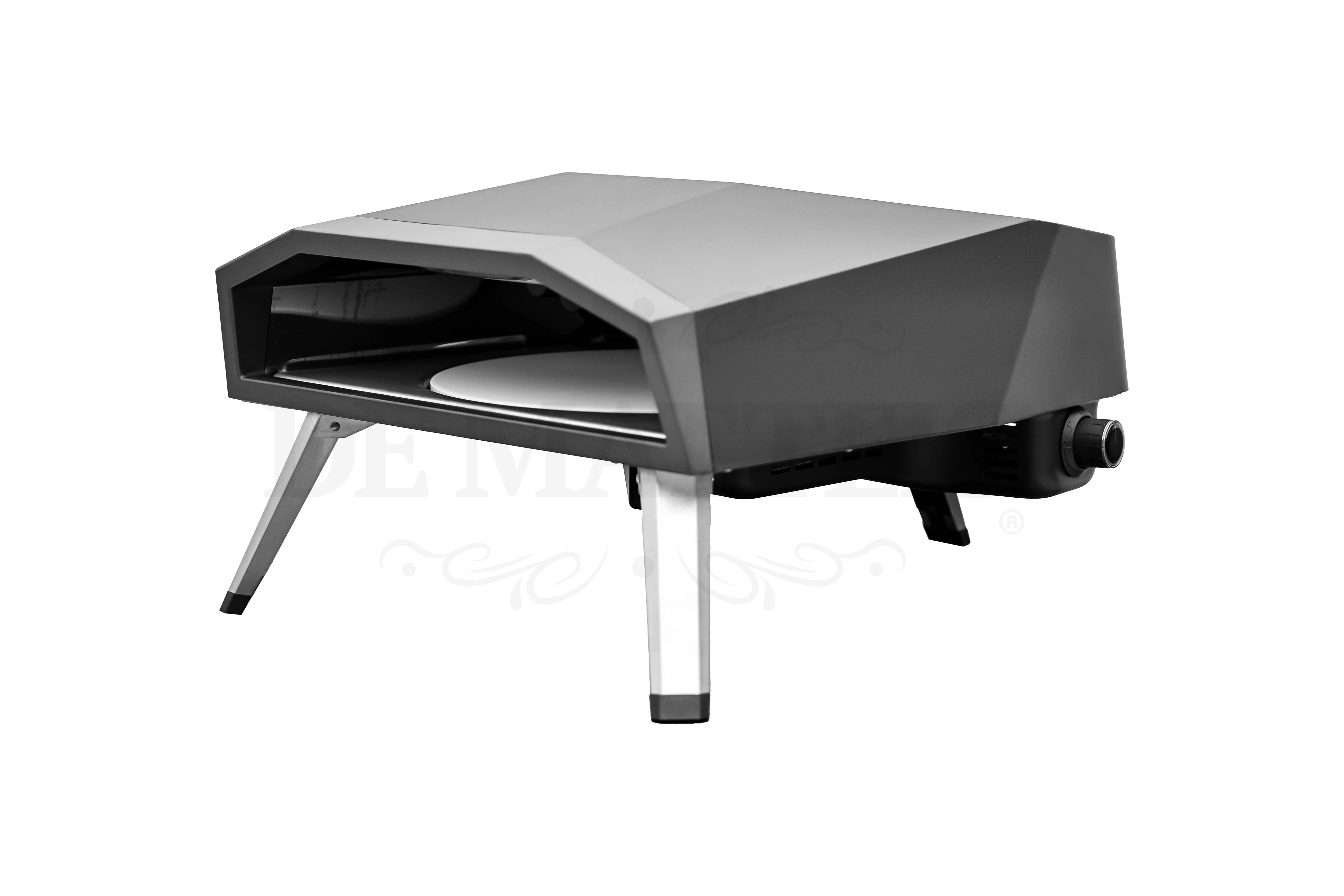 Vista laterale del Forno per pizza a gas Pro 16 con ampia camera di cottura, pietra refrattaria di qualità e robusta struttura in acciaio inox, ideale per la preparazione di pizza artigianale | Dematteis.it