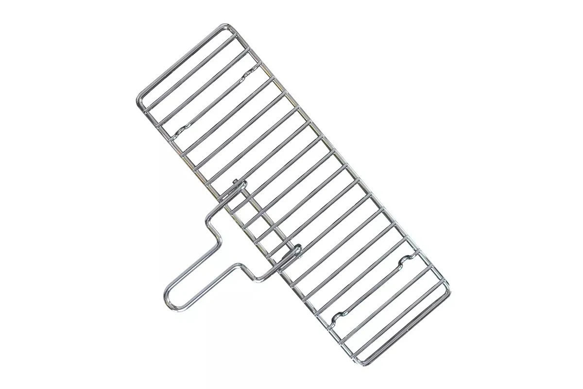 Griglia Per Cuociarrosticini Lisa in ferro cromato con manico ripiegabile, design moderno e funzionale per barbecue perfetti | Dematteis.it