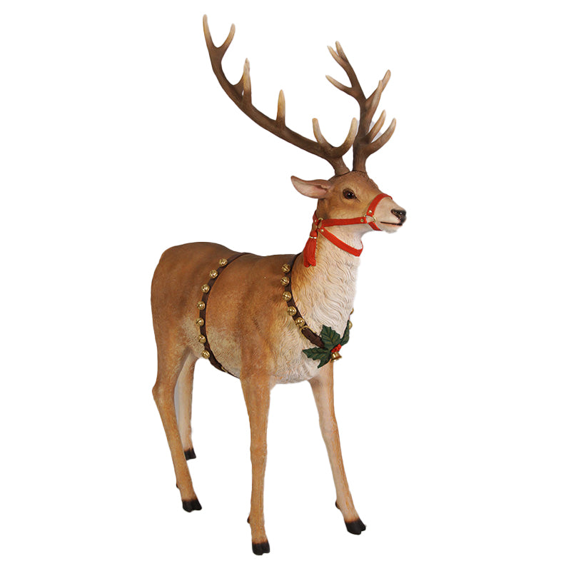 Renna per slitta Babbo Natale decorativa con finimenti natalizi 125x70x172 cm per addobbi festivi - DeMatteis.it