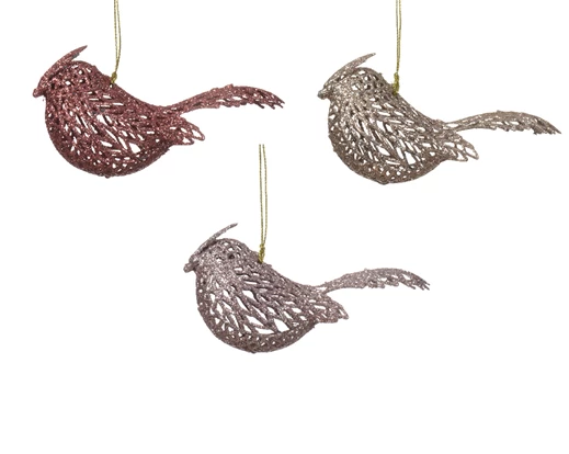 Pendente Uccellino decorativo con glitter 11 cm per addobbi natalizi - DeMatteis.it