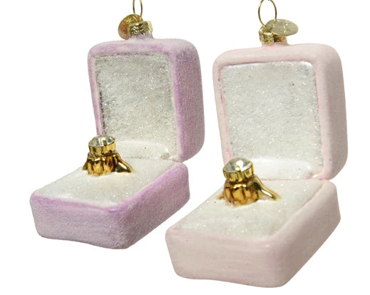 Pendente vetro decorativo a forma di scatola porta anello natalizio 4,8x6,5x7 cm - DeMatteis.it