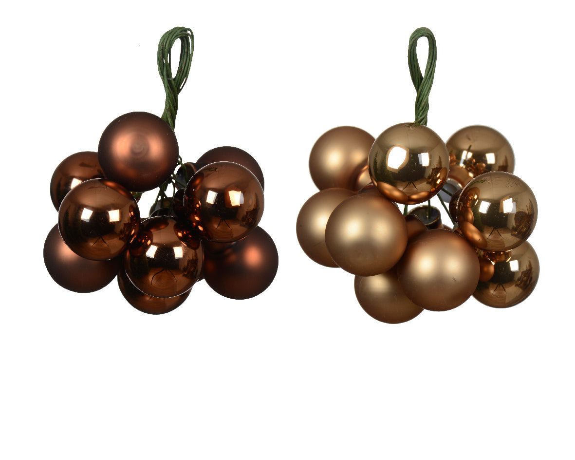 Palline Su Filo Brown Mix Opaco decorative da 2 cm per addobbi natalizi con filo verde - DeMatteis.it