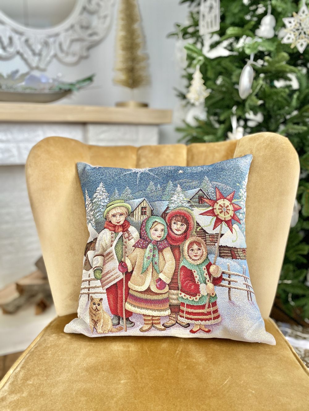 Cuscino Decoro Bambini 45 x 45 cm per arredo natalizio con motivi tradizionali - DeMatteis.it