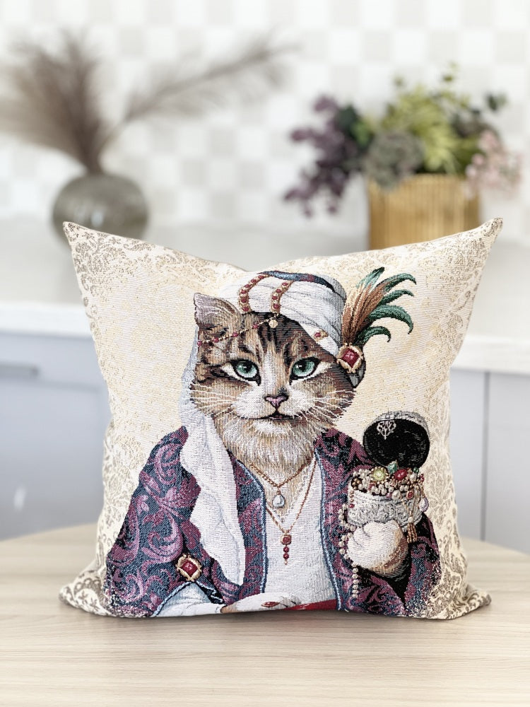 Cuscino Decoro Gatto Con Gioielli 45x45 Cm