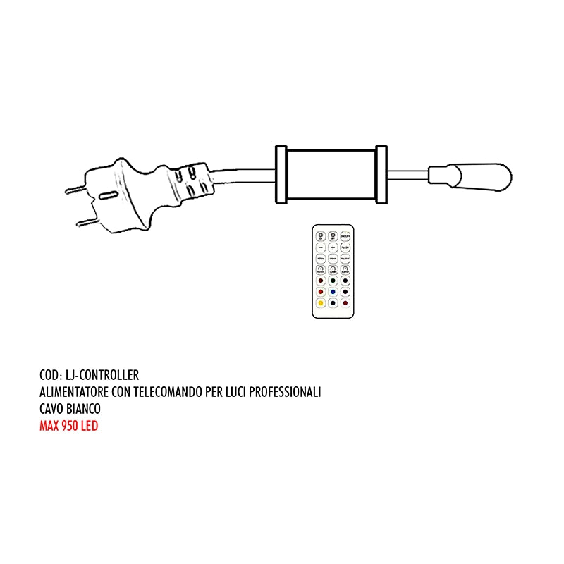 Alimentatore Con Telecomando Per Luci Professionali cavo bianco con controller per massimo 950 LED - DeMatteis.it