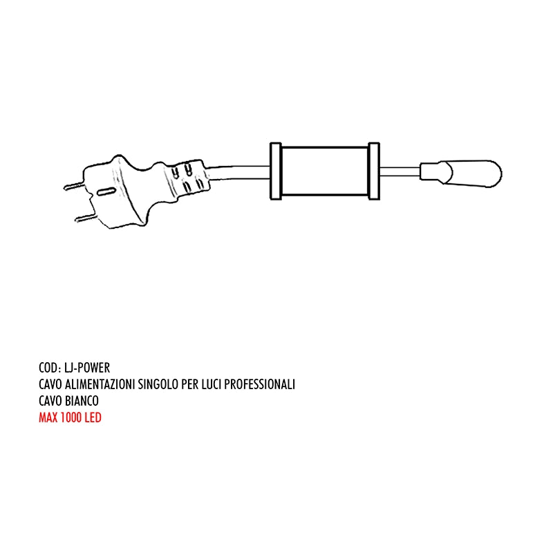 Cavo Alimentazione Singolo Per Luci Professionali bianco per collegamento elettrico max 1000 LED - DeMatteis.it