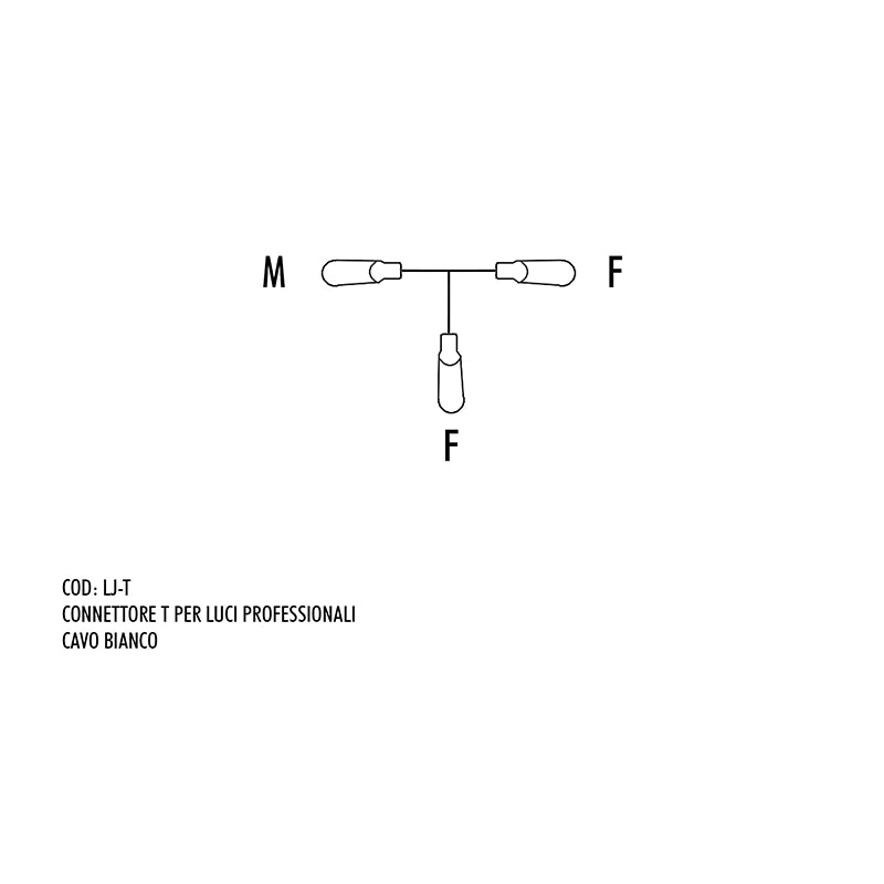 Connettore T per luci professionali cavo bianco per collegamento elettrico impianti illuminazione - DeMatteis.it