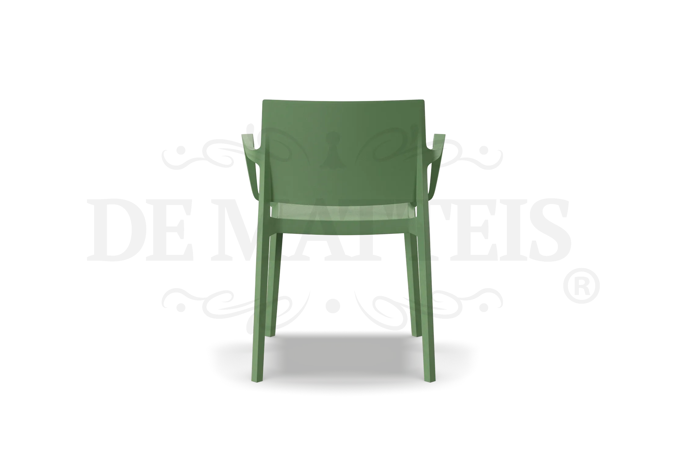 De Matteis, Sedia Esterno Resina Studio Con Braccioli Verde in polipropilene monoblocco con struttura liscia opaca e design ergonomico moderno - DeMatteis.it