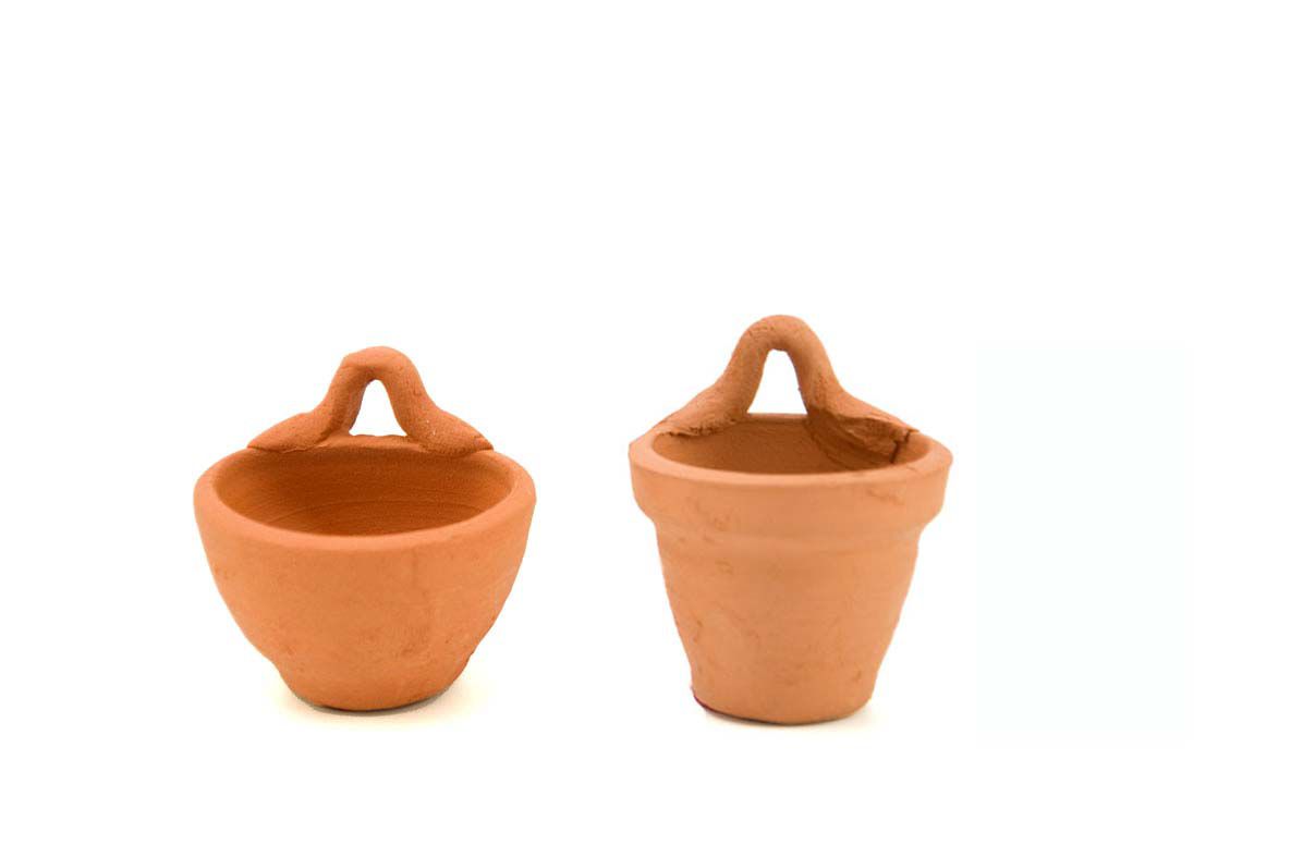 Vaso Terracotta Da Appendere 2 cm contenitore decorativo con manico per piante in ceramica artigianale - DeMatteis.it
