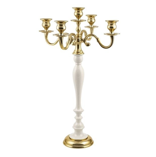 Candeliere Alluminio Avorio D 36,5x59 Cm