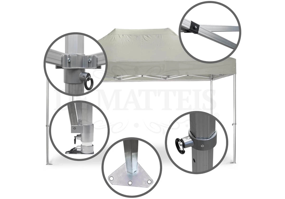 Gazebo Pieghevole 3x4,5 M Alluminio Beige Pro50, con Custodia