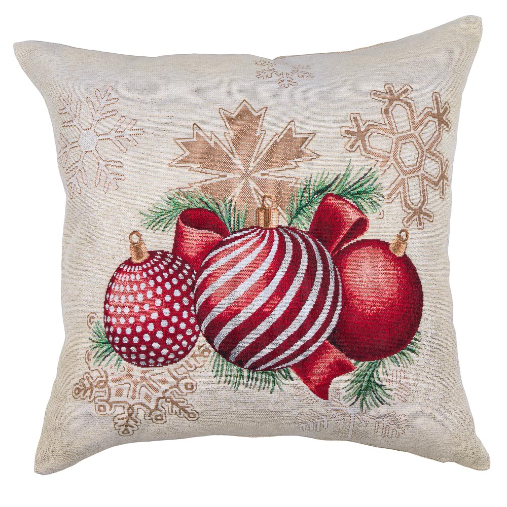 Cuscino Decoro Palle Rosse 45 x 45 cm arredo natalizio decorativo per casa - DeMatteis.it