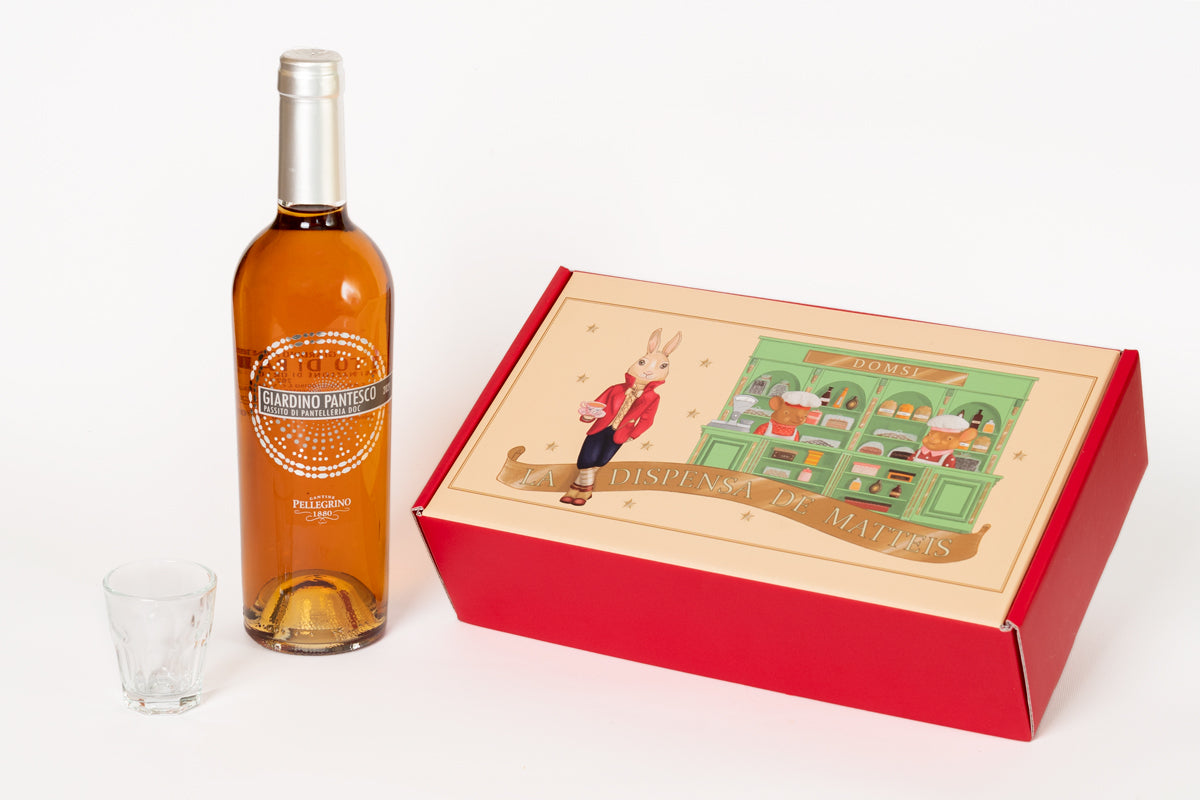 Box Regalo La Dispensa De Matteis Passito con vino Giardino Pantesco per esperienza enogastronomica siciliana - DeMatteis.it