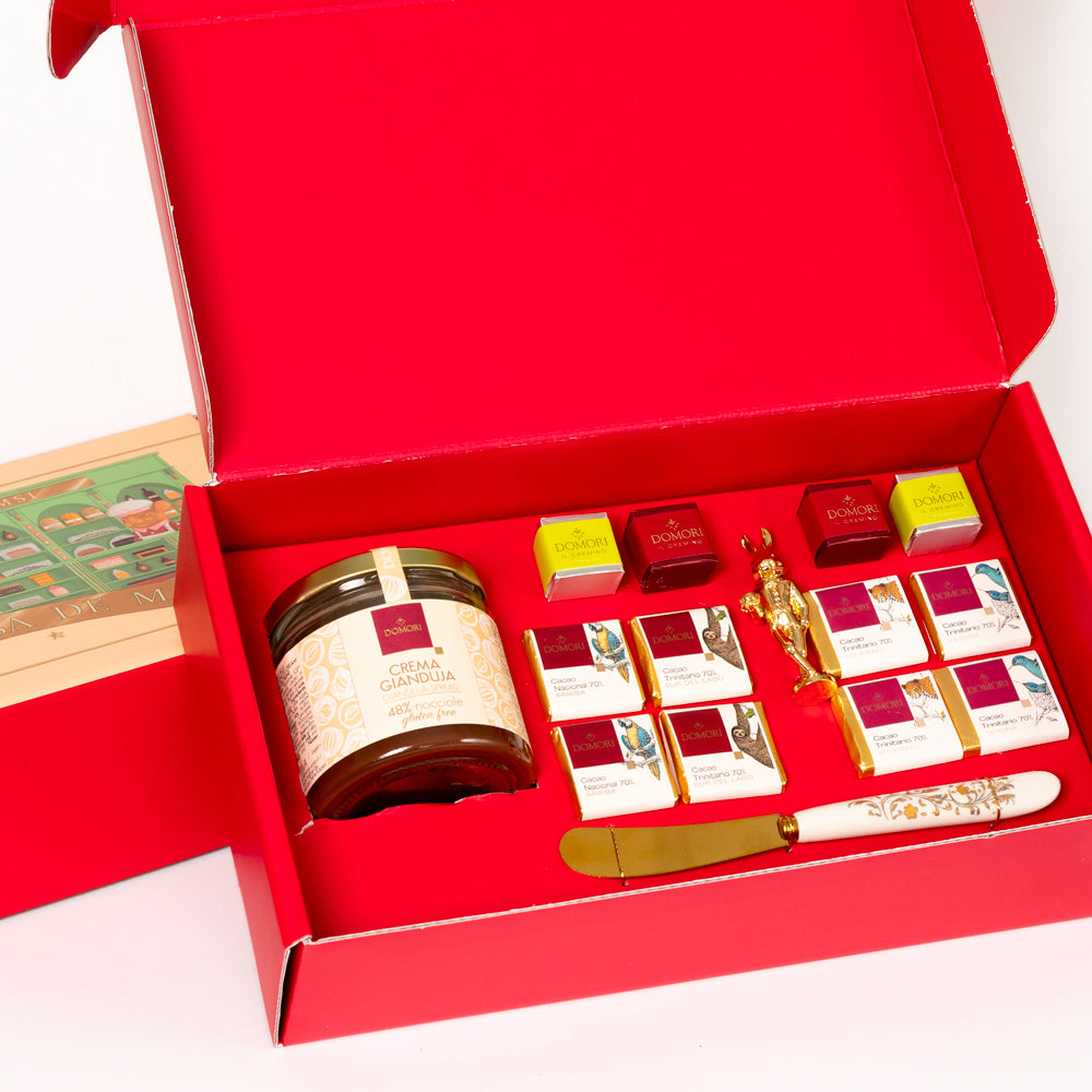 Box Regalo La Dispensa De Matteis Cioccolata Domori per amanti del cioccolato con crema gianduja e spatola ceramica - DeMatteis.it