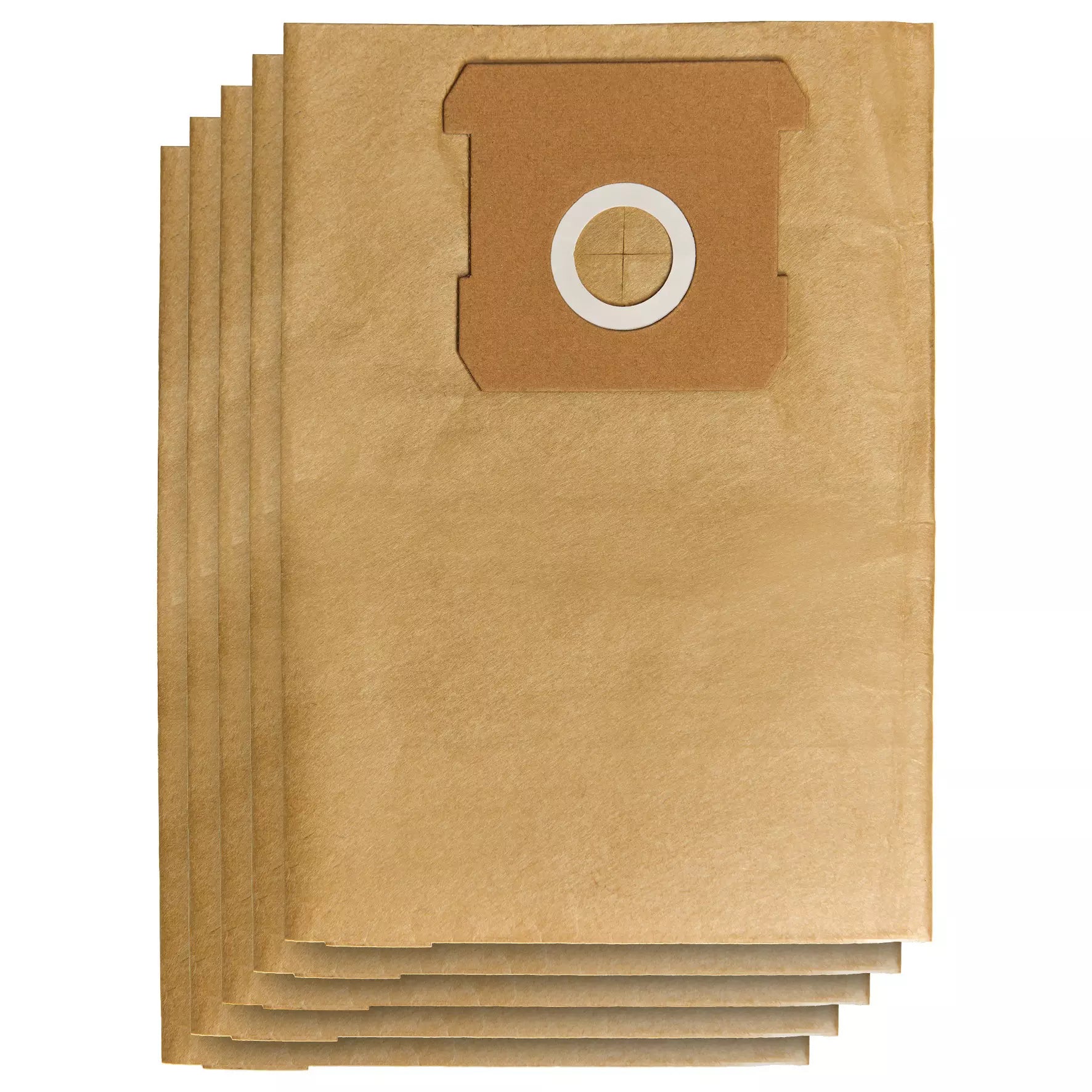 Set sacchetti raccolta polvere 12l Einhell originali in carta resistente allo strappo, confezione da 5 pezzi con apertura circolare da 65 mm, ideali per aspiratori secco con contenitore da 12 litri. | Dematteis.it