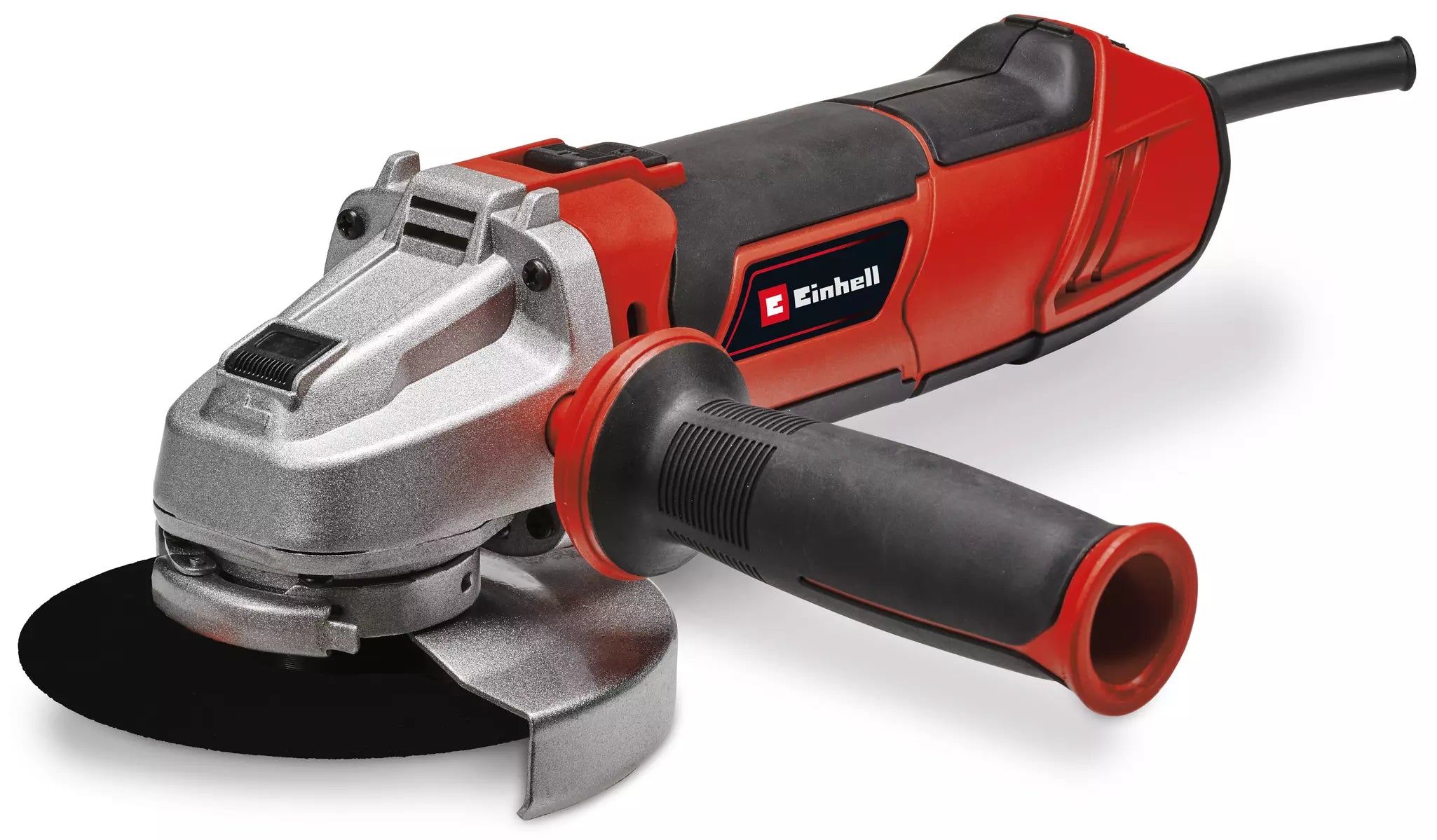 La smerigliatrice angolare TE AG 125/1010 CE Q di Einhell con potente motore da 1.010W, design ergonomico e dado a fissaggio rapido, ideale per tagli precisi e lavori di sbavatura professionali. | Dematteis.it