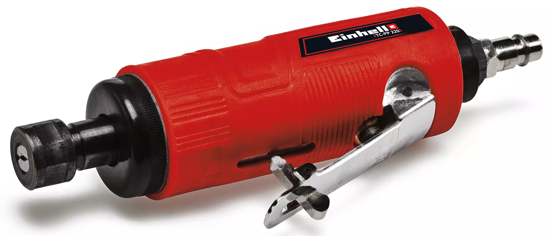 Smerigliatrice pneumatica TC-PP 220 Einhell in robusta struttura rossa con impugnatura ergonomica, potente motore pneumatico e controllo di precisione per lavori di smerigliatura e incisione. | Dematteis.it