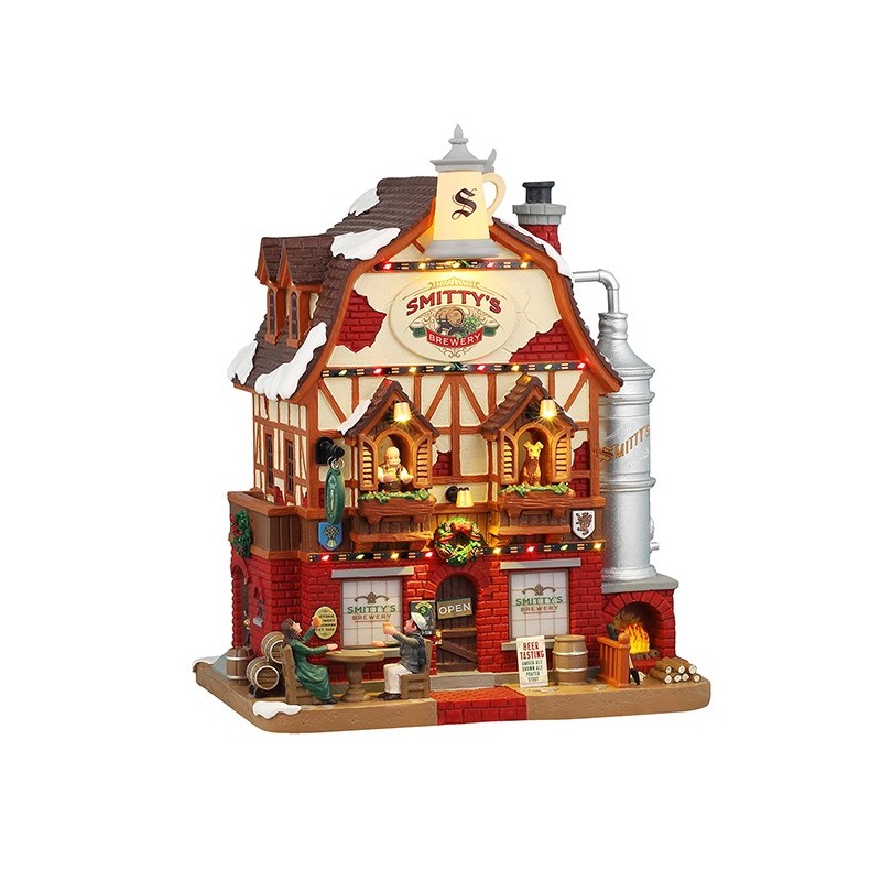 Smitty's Brewery Lemax edificio in miniatura illuminato per Villaggio Natale con architettura rustica, personaggi e dettagli autentici | Dematteis.it