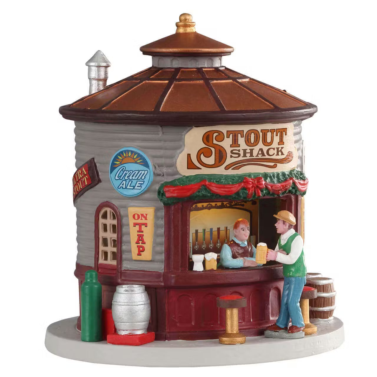 The Stout Shack Lemax, rifugio Lemax ottagonale con tetto in rame per villaggio di Natale Lemax, include personaggi dipinti a mano. | Dematteis.it