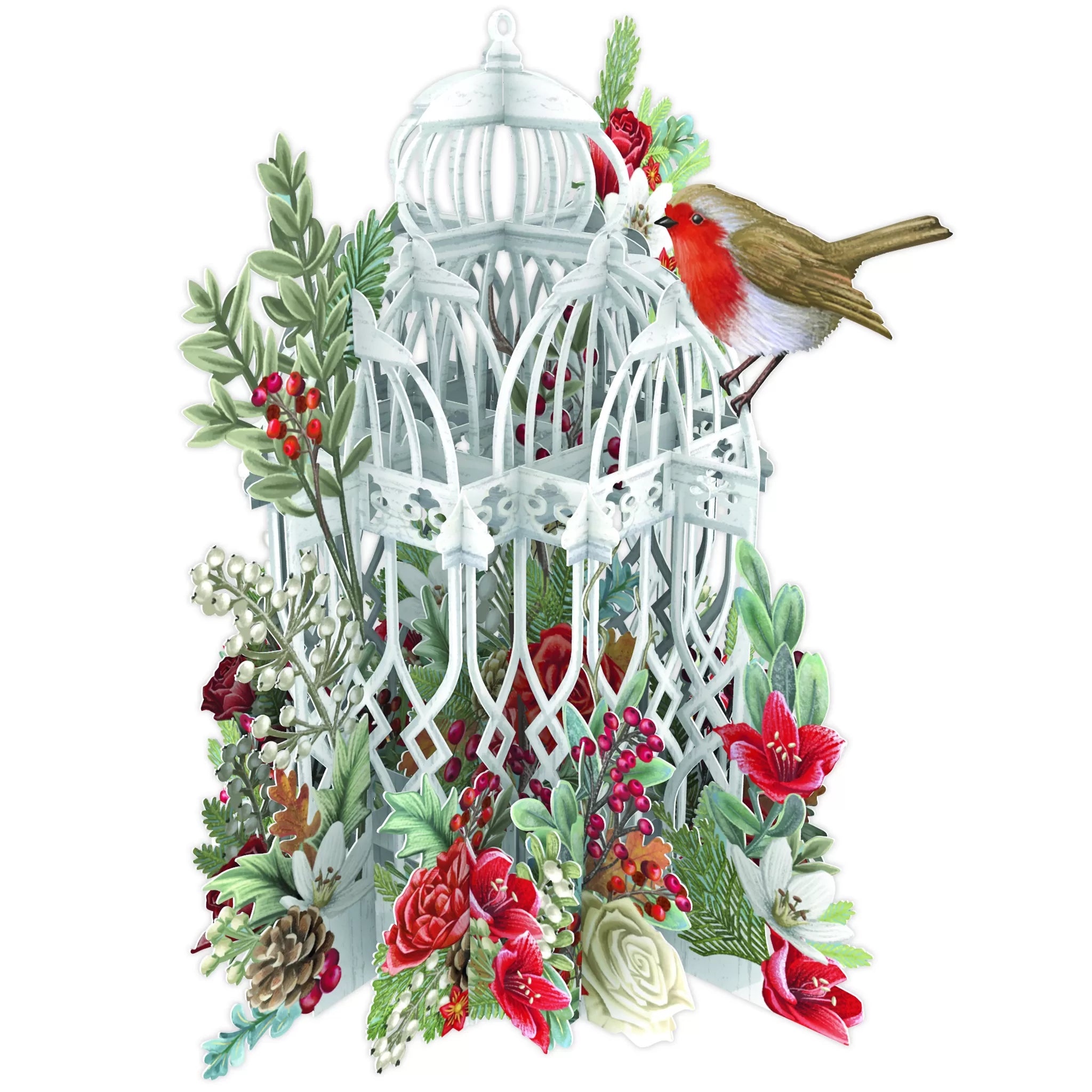 Biglietto Auguri 3d Christmas Flower Cage