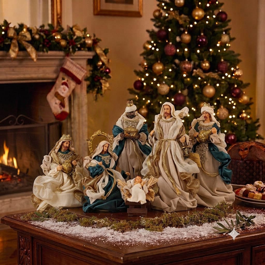 Personaggi Presepe 25 Cm Blu Oro