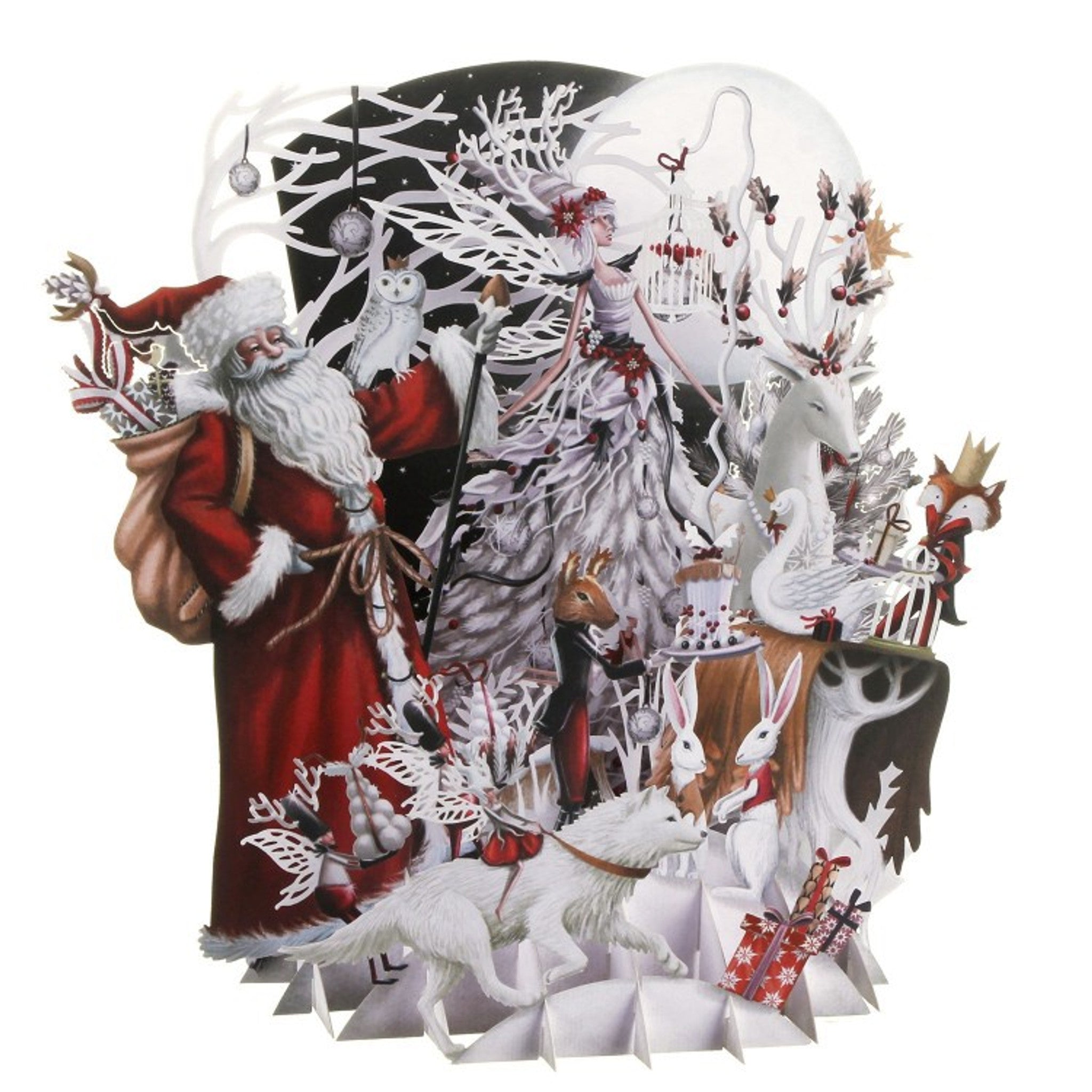 Biglietto Auguri 3d White Magic pop-up con scene natalizie tridimensionali - DeMatteis.it