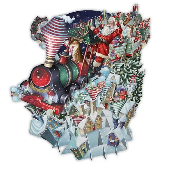 Biglietto Auguri 3D Santa's Express con treno natalizio pop-up per festività natalizie - DeMatteis.it