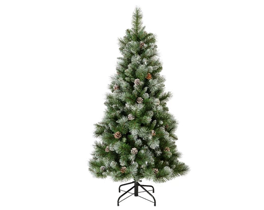 Albero Norwich Pine Innevato 150 cm Everlands per decorazioni natalizie con effetto neve e pigne - DeMatteis.it
