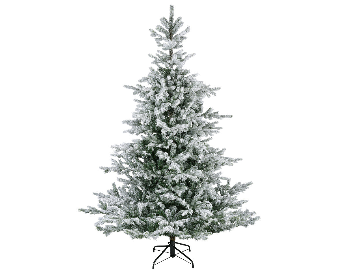 Albero Snowy Grandis Fir 180 cm artificiale innevato per decorazioni natalizie con base metallica - DeMatteis.it