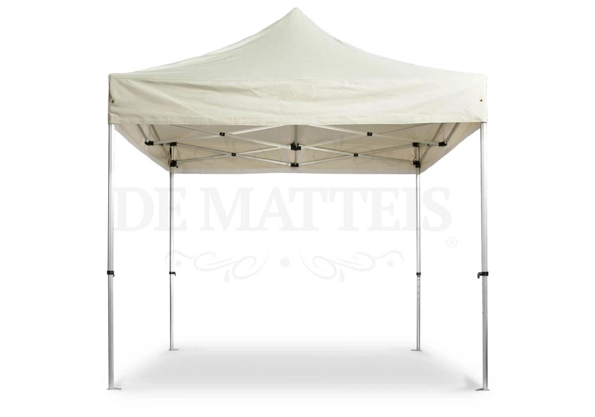 Gazebo pieghevole professionale Pro40 3x3 in alluminio beige con telo impermeabile e struttura esagonale rinforzata, ideale per eventi all'aperto e completamente personalizzabile con stampe. | Dematteis.it